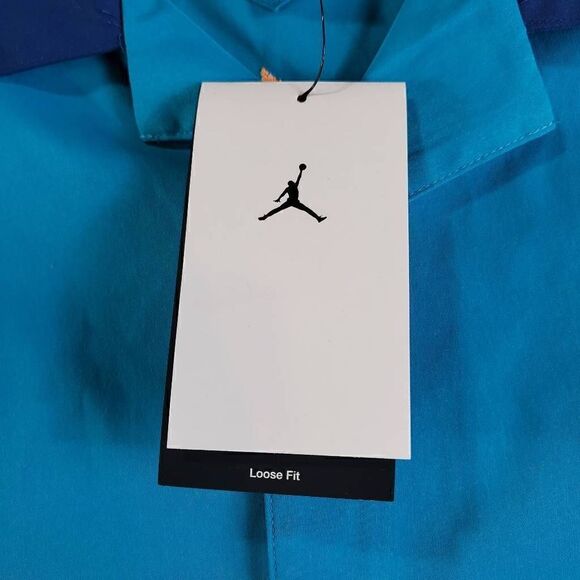 Jordan Shirt Womens Large Blue Air Colorblock Camp Loose Fit Button Up - Picture 4 of 7